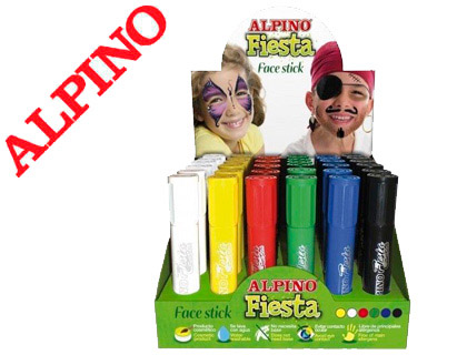 ALPINO - Barra maquillaje fiesta face stick expositor de 36 unidades colores surtidos (Ref. DL000075)