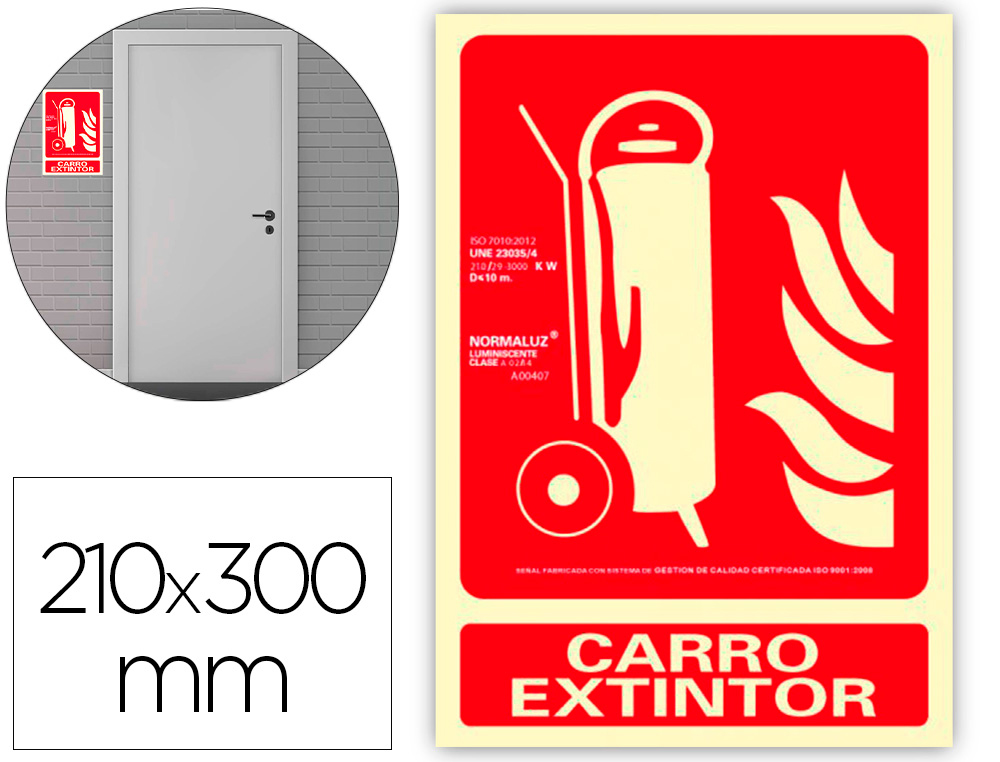 ARCHIVO 2000 - Pictograma carro extintor pvc rojo luminiscente 210x300 mm (Ref. 6171-02H RJ)
