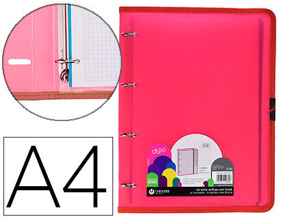 CARCHIVO - Carpeta dune 4 anillas 20 mm polipropileno rigido din A4 con recambio 120 h con gomilla y ribete (Ref. 12377453)