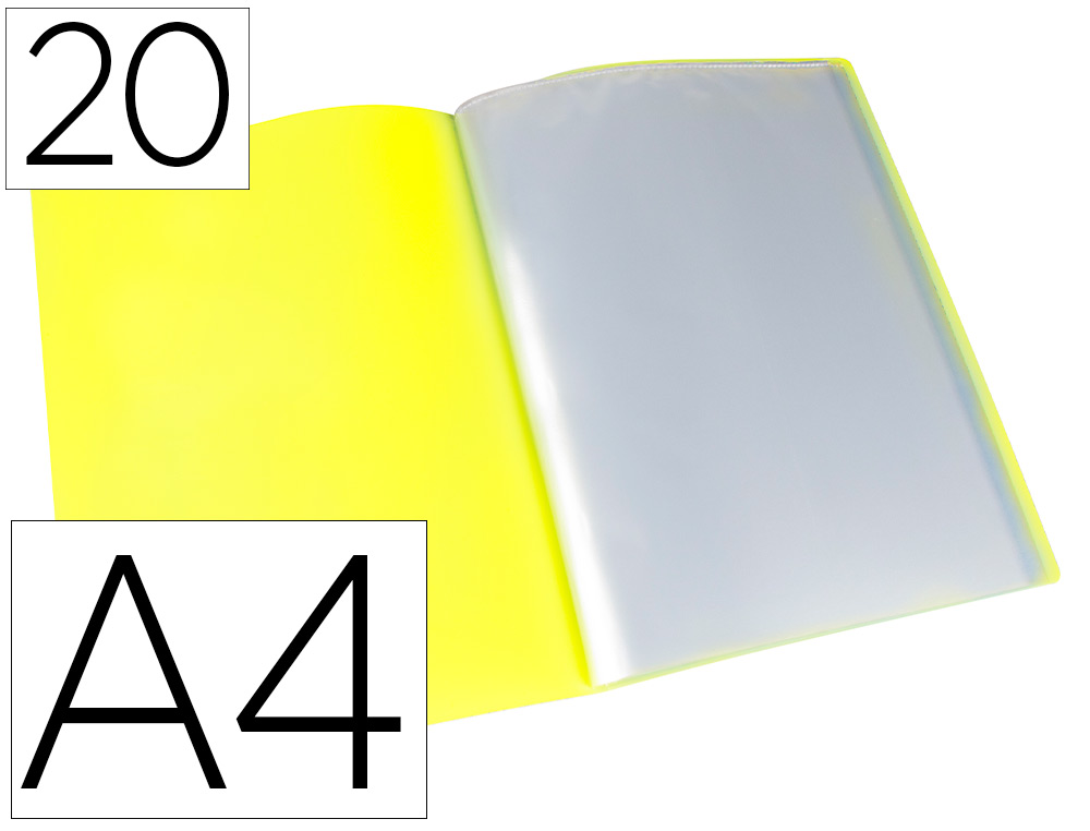 LIDERPAPEL - Carpeta escaparate 20 fundas polipropileno din A4 amarillo fluor opaco (Ref. EC67)