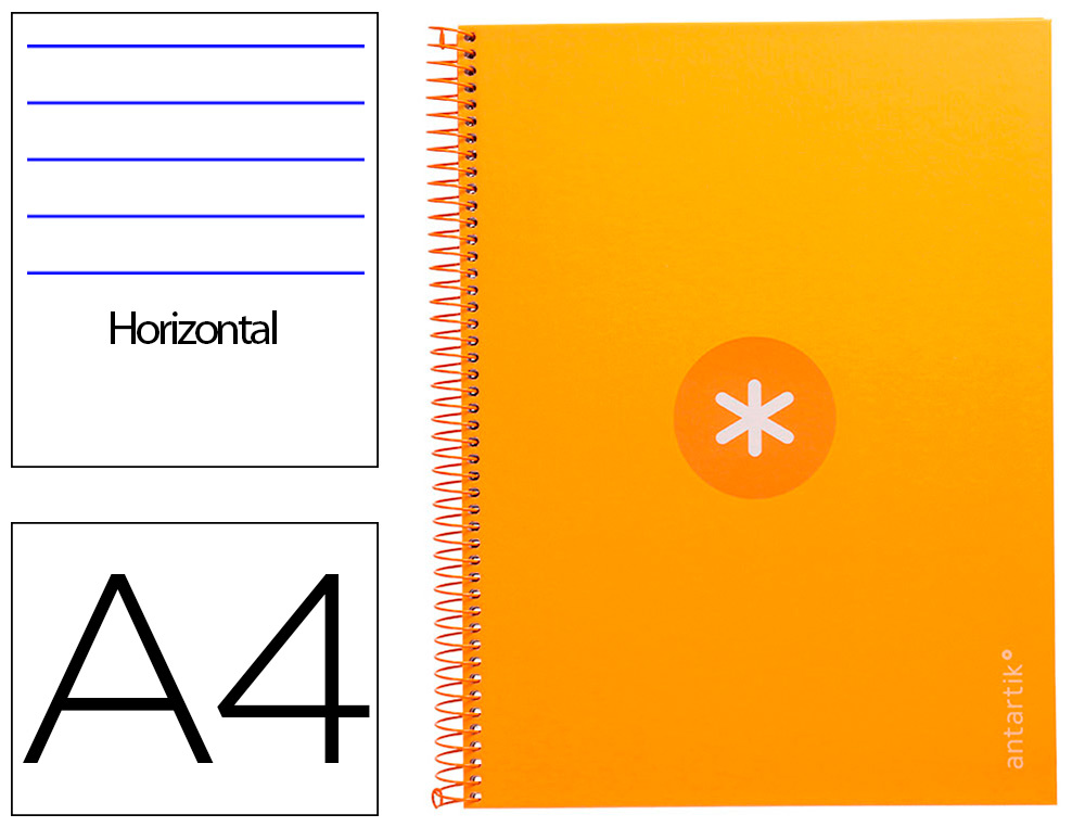 ANTARTIK - Cuaderno espiral liderpapel A4 micro tapa forrada80h 90 gr horizontal 1 banda 4 taladros color mostaza (Ref. KB31)