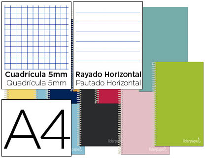 LIDERPAPEL - Cuaderno espiral A4 micro jolly multidisciplina tapa forrada 140h 75gr 28h 5mm 112h hrtal. (Ref. BA99)