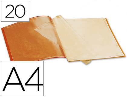 LIDERPAPEL - Carpeta escaparate 20 fundas polipropileno din A4 naranja fluor opaco (Ref. EC68)