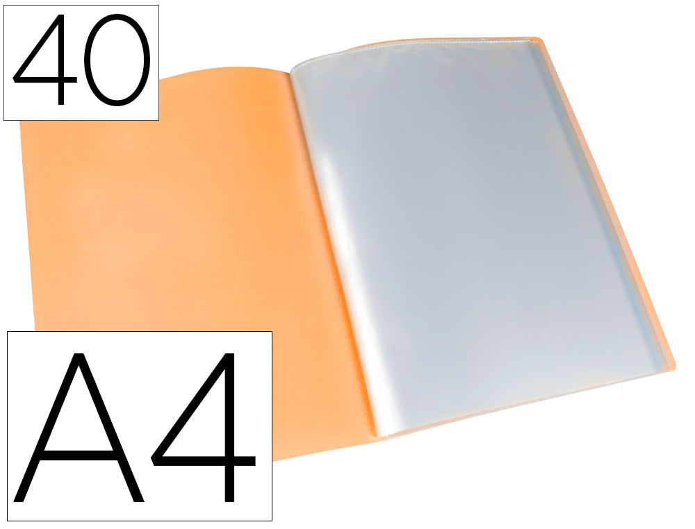 LIDERPAPEL - Carpeta escaparate 40 fundas polipropileno din A4 naranja fluor opaco (Ref. EC80)
