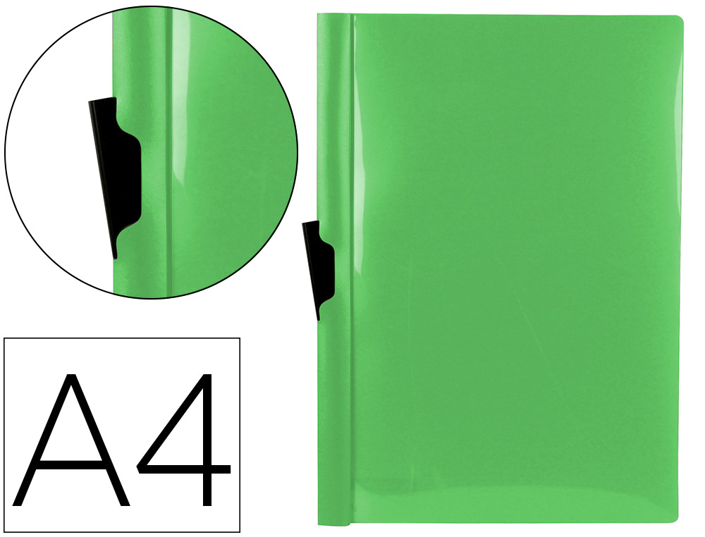 LIDERPAPEL - Carpeta dossier pinza lateral polipropileno din A4 verde manzana opaco 30 hojas pinza deslizante (Ref. DP25)