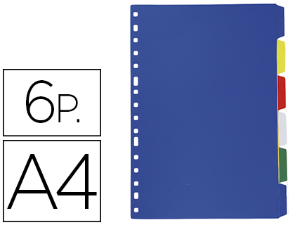 LIDERPAPEL - Separador plastico juego de 6 separadores folio 16 taladros (Ref. SP07)