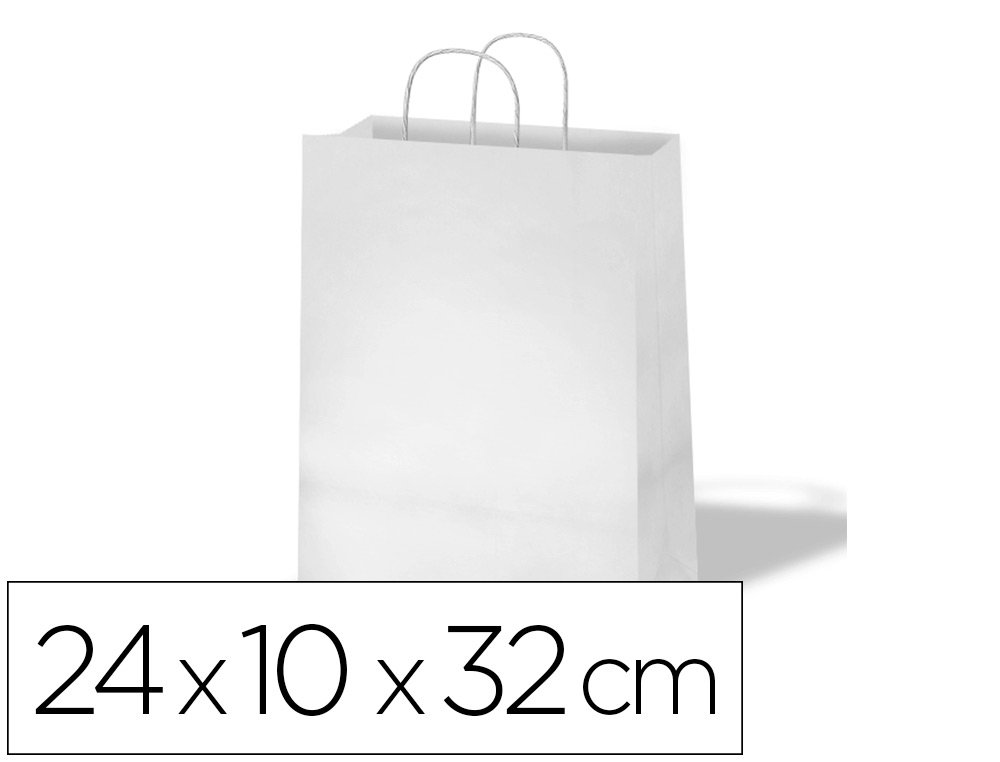 Bolsa de papel basika celulosa blanco asa retorcida tamaño \&quot;s\&quot; 240x100x320 mm (Ref. 02104007)