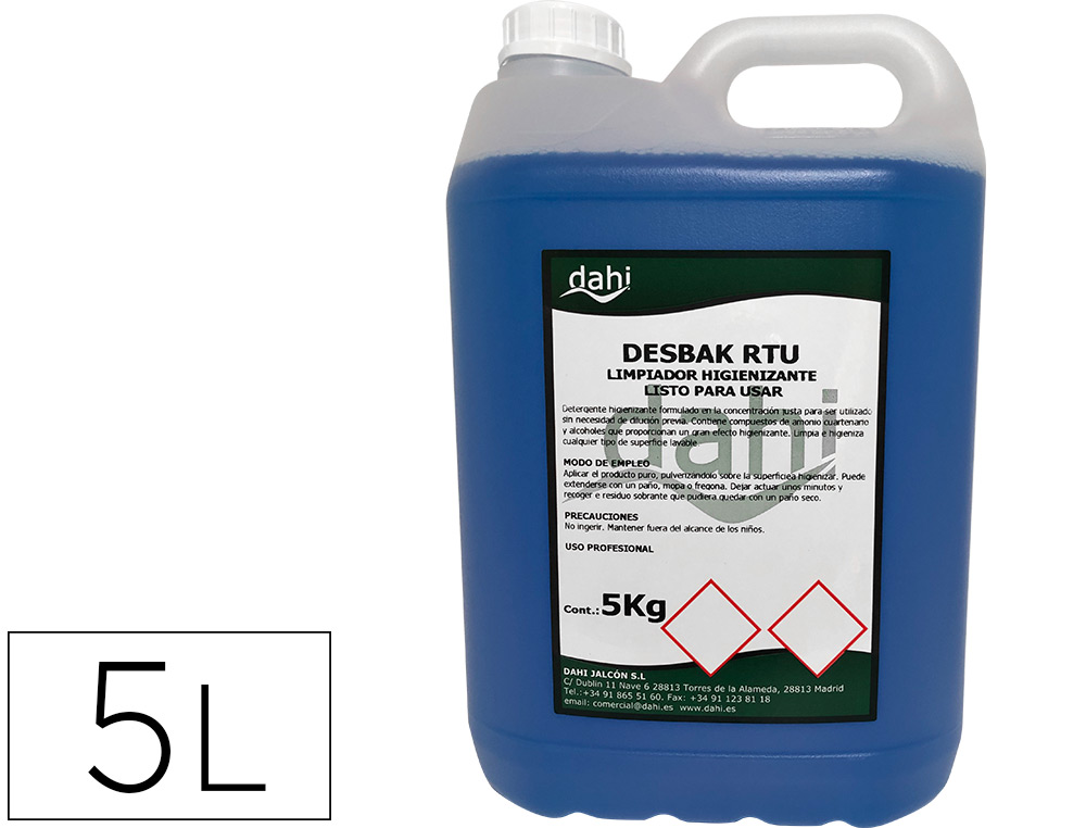 Limpiador bactericida dahi desbak azul garrafa 5 litros (Ref. PCH050)