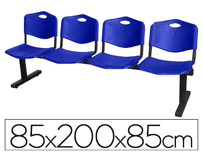 PIQUERAS Y CRESPO - Bancada pyc de espera estructura hierro negro cuatro asientos y respaldo pvc 850x2000x420 mm azul (Ref. BAI4ESAZ)