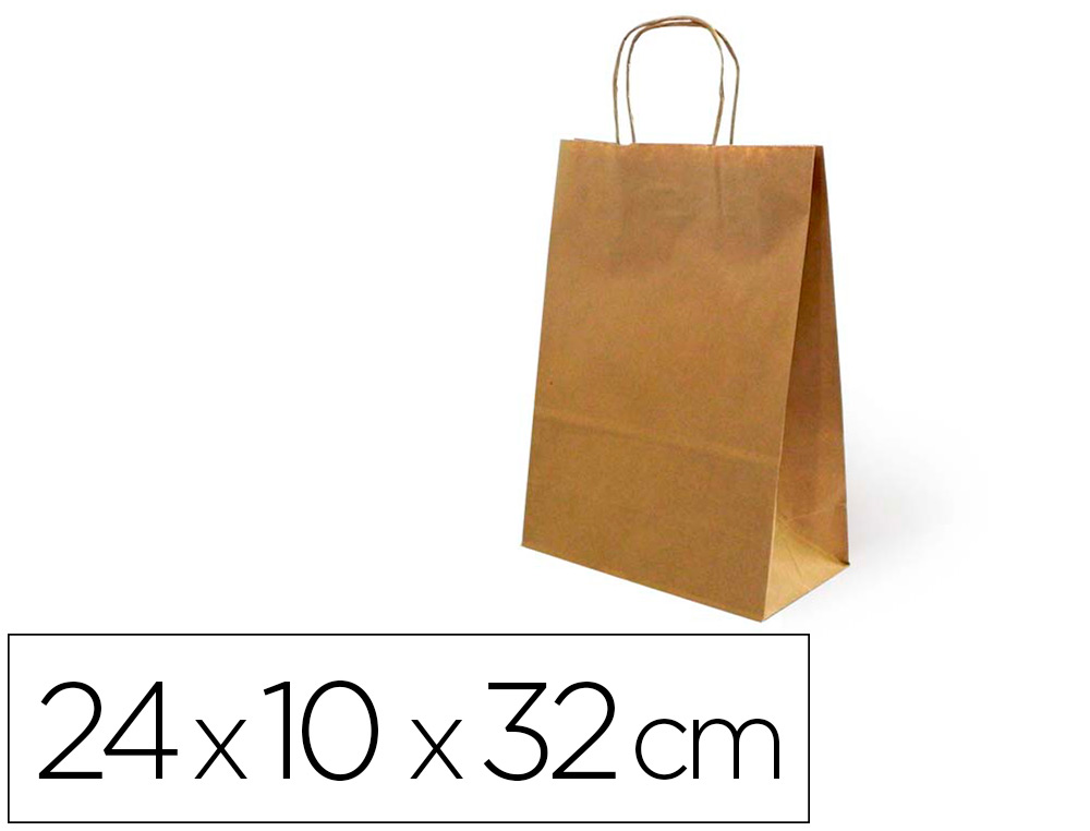 Bolsa de papel basika kraft reciclado asa retorcida liso natural tamaño \&quot;s\&quot; 240x100x320 mm (Ref. 02103008)