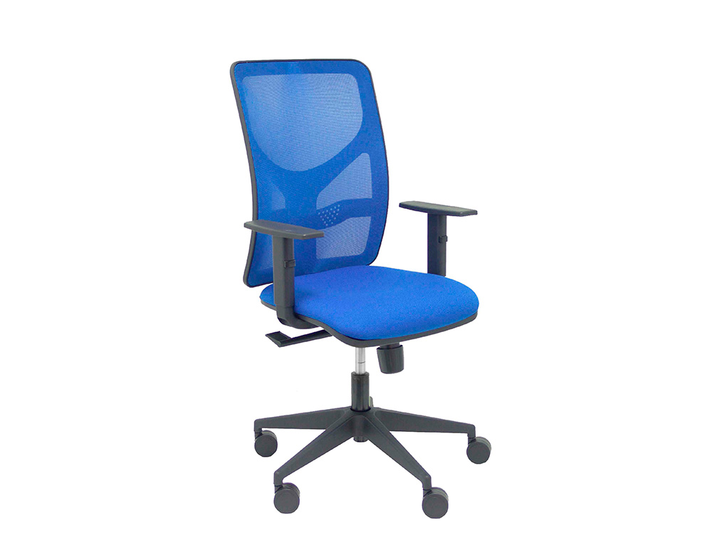 PIQUERAS Y CRESPO - Silla de oficina pyc motilla con brazos regulable respaldo en malla y asiento bali en tela color azul (Ref. 21SM229B229B10)