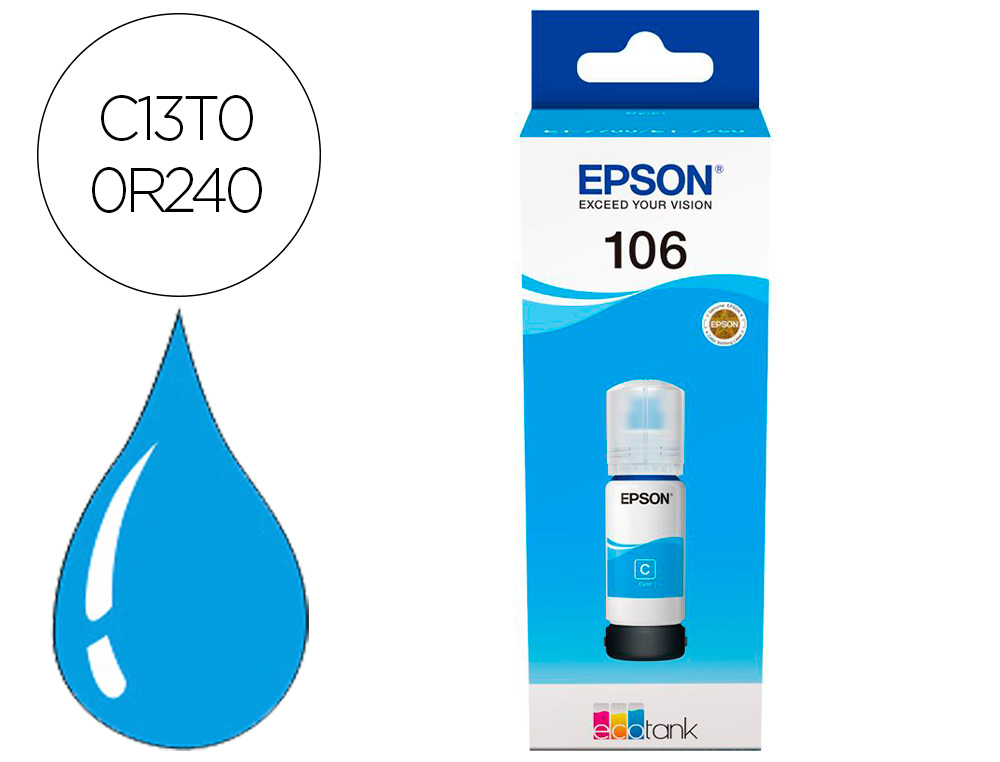 EPSON - Ink-jet 106 ecotank cian ink bottle et-7700 / et-7750 (Ref. C13T00R240)