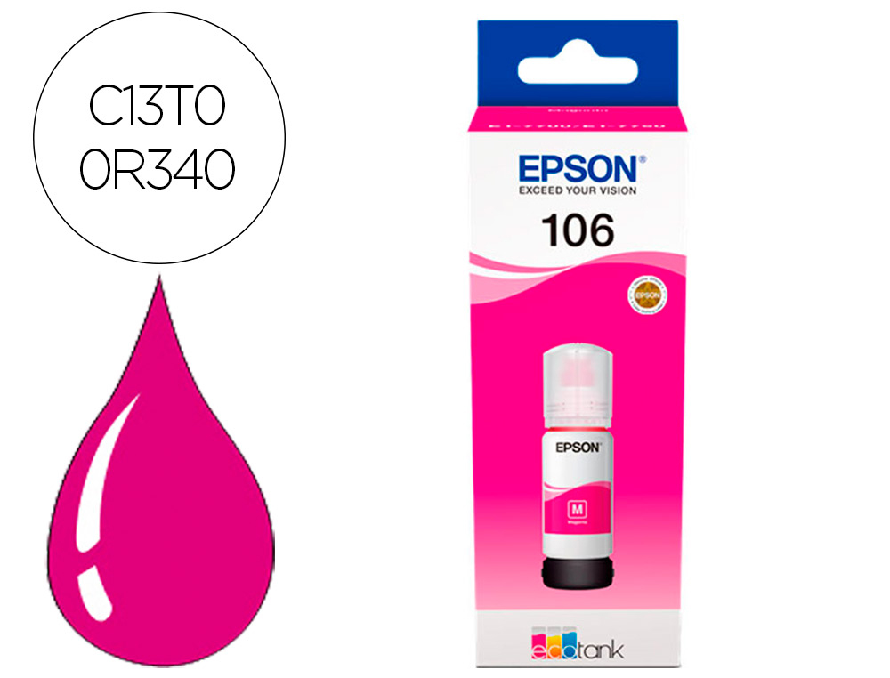 EPSON - Ink-jet 106 ecotank magenta ink bottle et-7700 / et-7750 (Ref. C13T00R340)