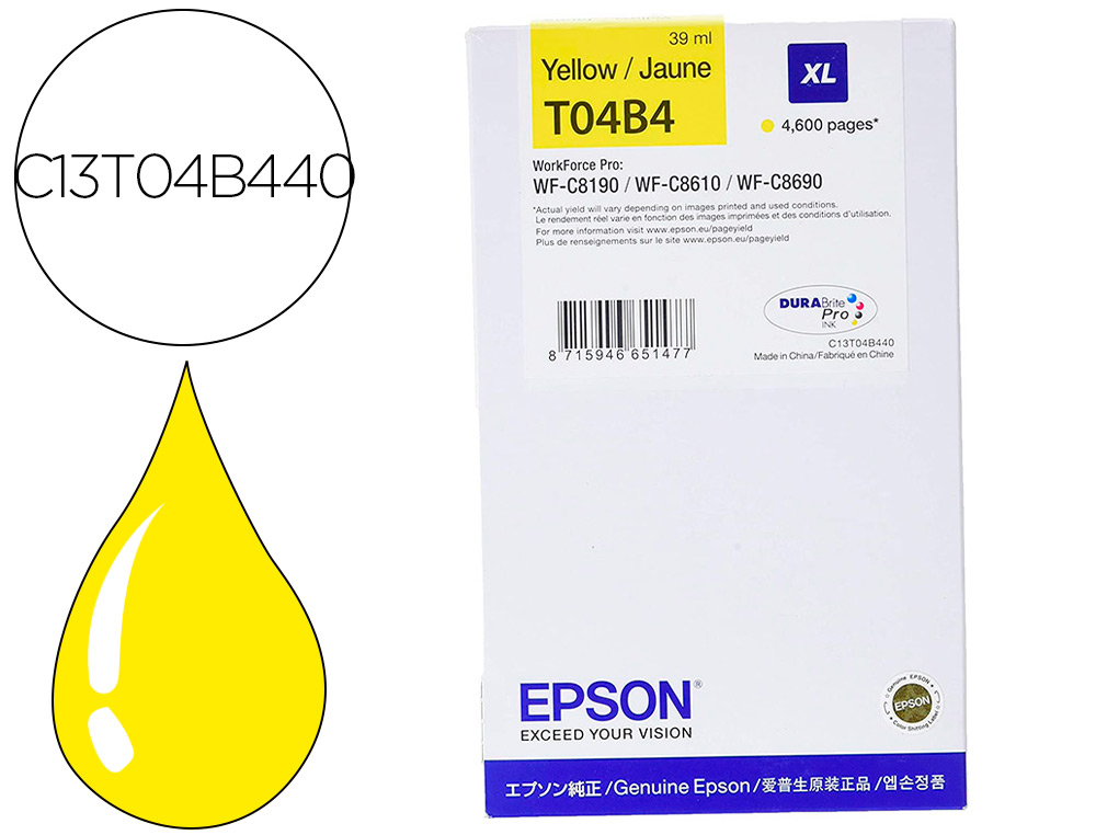 EPSON - Ink-jet wf-c81xx / wf-c86xx xl amarillo (Ref. C13T04B440)