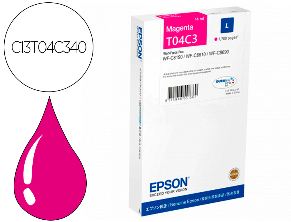 EPSON - Ink-jet t04c3 magenta 1700 paginas (Ref. C13T04C340)