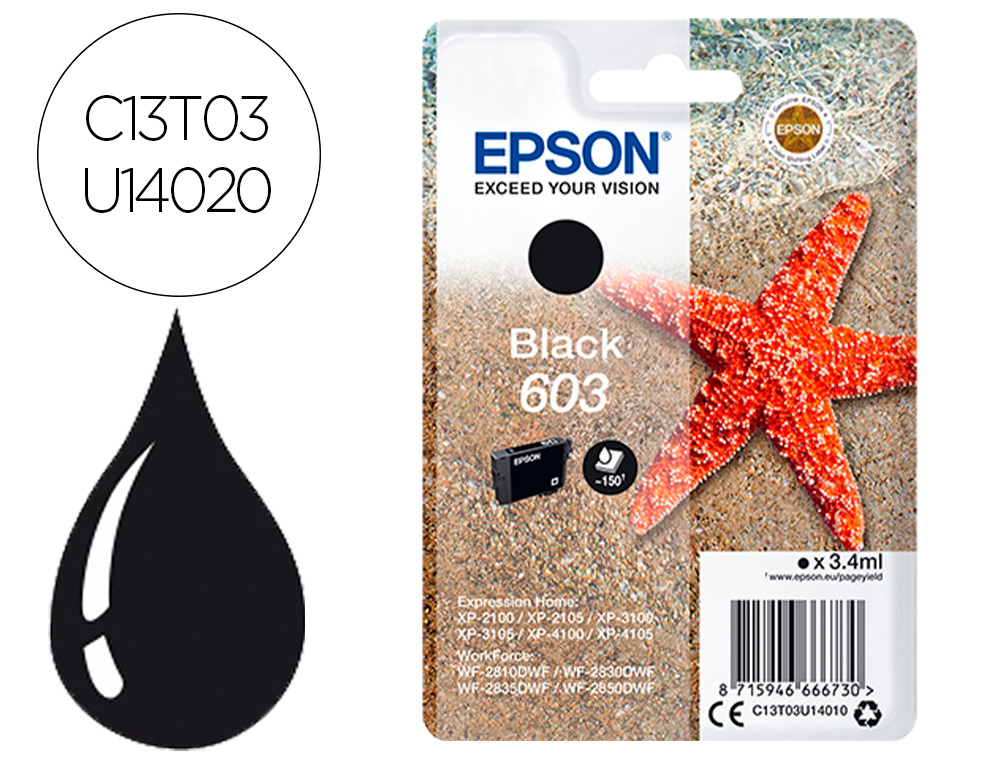 EPSON - Ink-jet negro std estrella de mar 1 603 rf / am single (Ref. C13T03U14020)