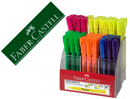 FABER CASTELL - Rotulador faber fluorescente textliner 38 expositor 54 unidades colores surtidos (Ref. 158109)