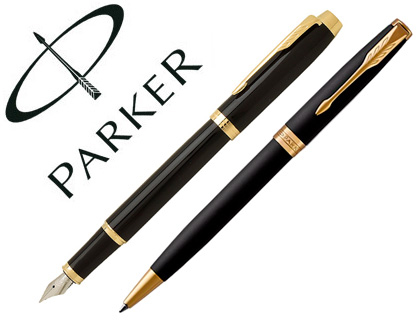 PARKER - Juego duo sonnet laca negra gt boligrafo + pluma con plumin acero inoxidable (Ref. 2093371)