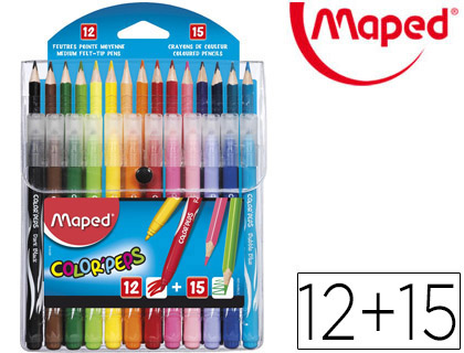 MAPED - Pack combo color peps 12 rotuladores + 15 lapices de colores (Ref. 897412)