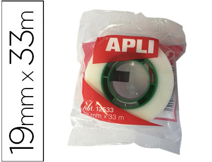 APLI - Cinta adhesiva 33 mt x 19 mm invisible encelofanada individualmente (Ref. 12533)