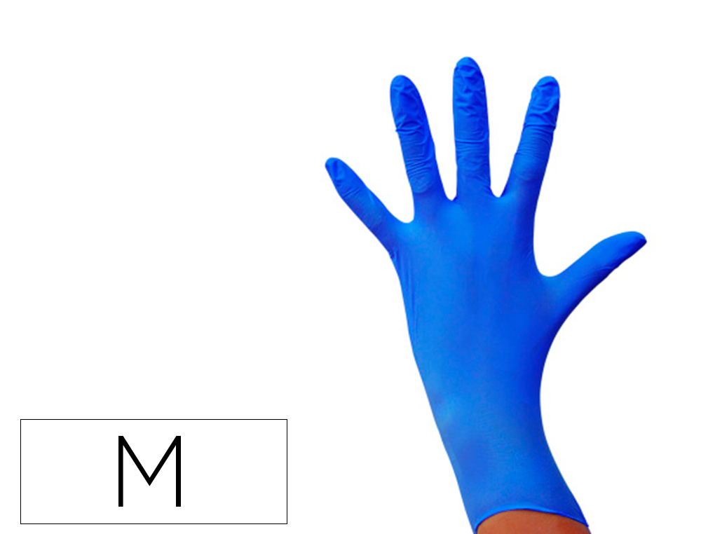 Guante de nitrilo desechable sensitive sin polvo talla m mediana color azul caja de 100 unidades (Ref. 272)
