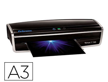 FELLOWES - Plastificadora venus 2 din a3 calentamiento instantaneo 6 rodillos sistema antiatascos hasta 250 micras (Ref. 5734201)