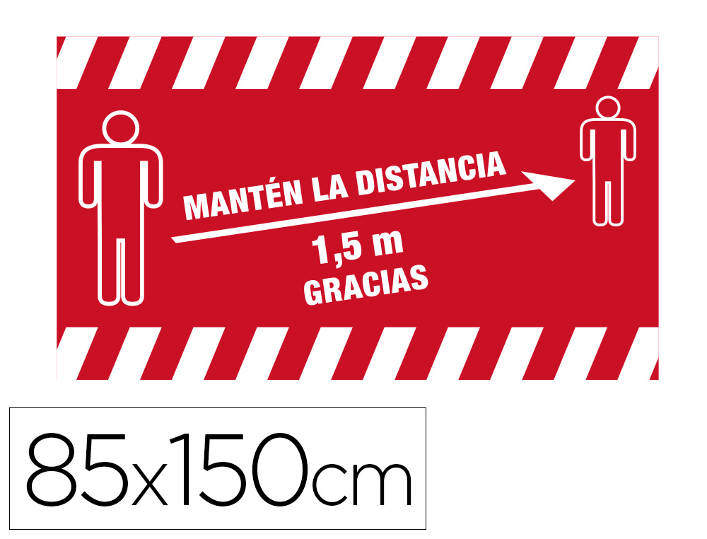 NOVUS - DAHLE - Alfombra para suelo de paso manten distancia de 1,5 m gracias fondo rojo 85x150 cm (Ref. JJ47740A)