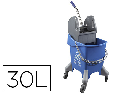 Carro de limpieza con bastidor y escurridor con 4 ruedas 32 l azul 455x370x970 mm (Ref. DJ7470AZ)