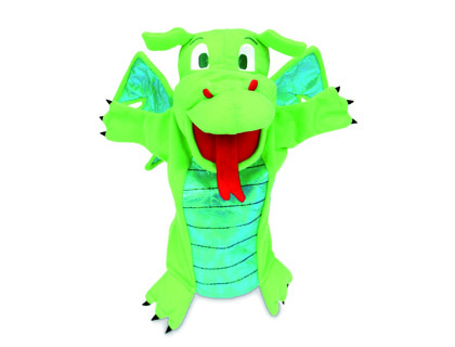 FIESTA CRAFTS - Marioneta de tela para mano y dedos dragon verde 17x33 cm (Ref. XFC-T2186)
