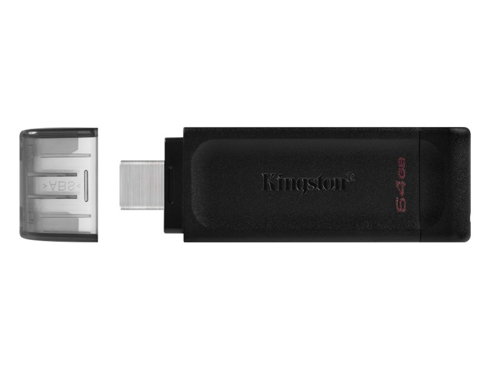 KINGSTON - Memoria data traveler 70 usb 3.2 + tipo c 64 gb color negro (Ref. DT70/64GB) (Canon L.P.I. 0,24€ Incluido)
