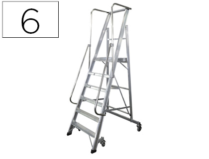 KTL - Escalera movil de aluminio con plataforma y guardacuerpos plegable 6 peldaños serie 2xl-s (Ref. 26116806)