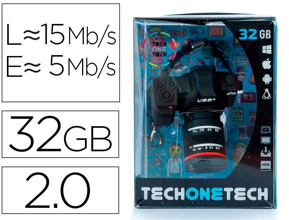 TECH ON TECH - Memoria usb camara fotos dx 32 gb (Ref. TEC5043-32)