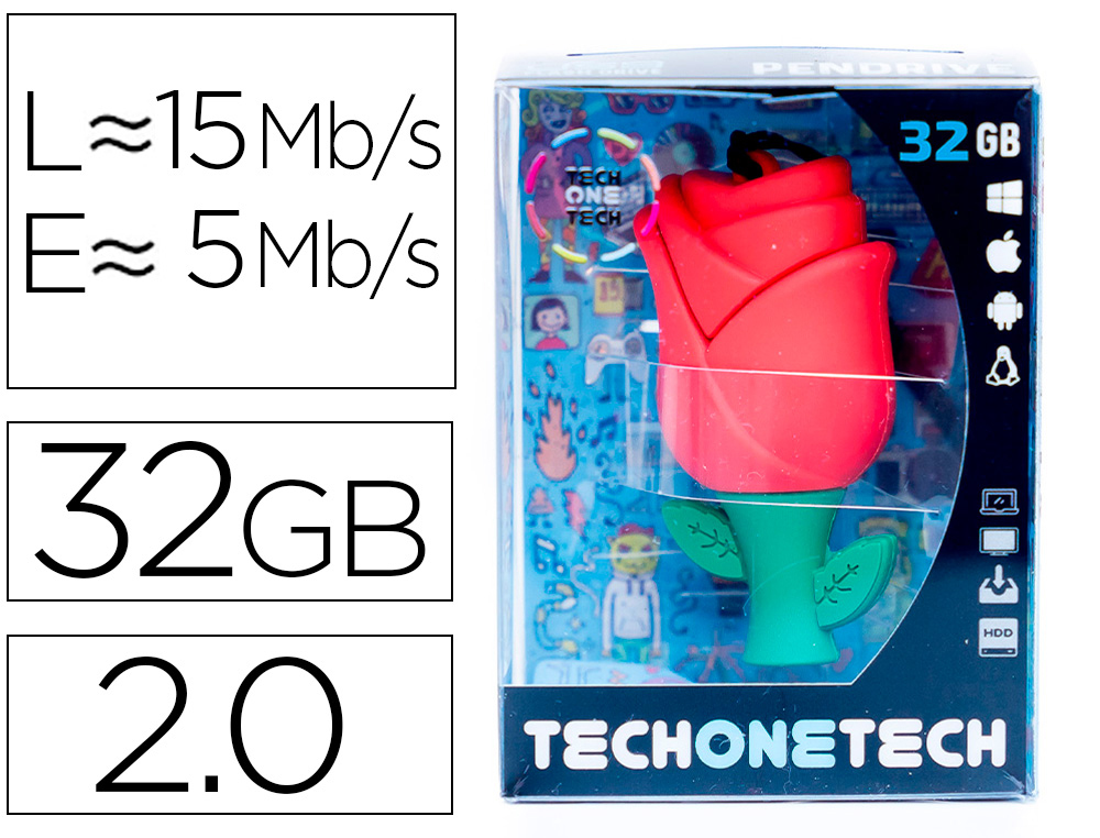TECH ON TECH - Memoria usb rosa one 32 gb (Ref. TEC5131-32)