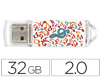 TECHONETECH - Memoria usb flash drive 32 gb 2.0 music dream (Ref. TEC4003-32) (Canon L.P.I. 0,24€ Incluido)