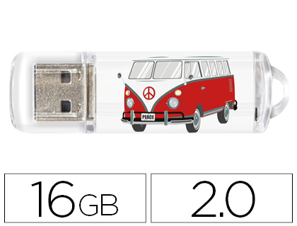 TECHONETECH - Memoria usb flash drive 16 gb 2.0 camper van-van (Ref. TEC4004-16) (Canon L.P.I. 0,24€ Incluido)