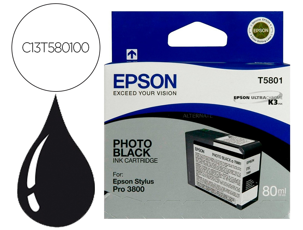 EPSON - Ink-jet stylus pro-3800/3880 negro photo (80ml) (Ref. C13T580100)