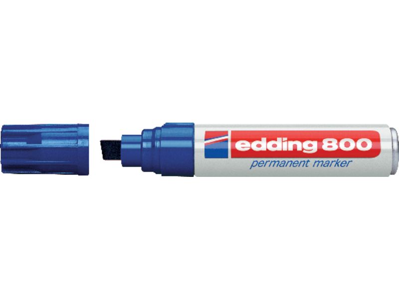 EDDING - Marcador permanente 800 Trazo 4-12mm Punta biselada Azul Secado rapido (Ref.800-03)