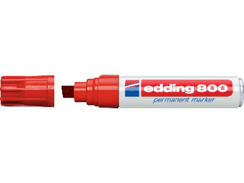 EDDING - Marcador permanente 800 Trazo 4-12mm Punta biselada Rojo (Ref.800-02)