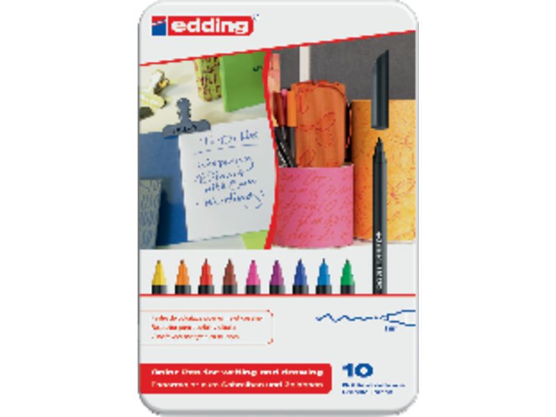 EDDING - Rotulador Punta de Fibra Mod. 1200 Colores surtidos Trazo 0.5-1mm Estuche 10 ud 1200/10S (Ref.1200-10-S)