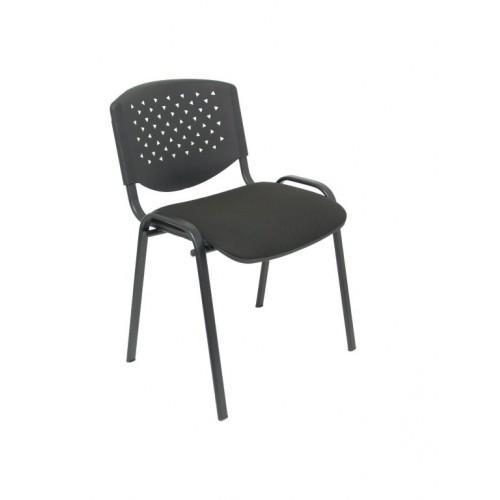 PIQUERAS Y CRESPO - SILLA PETROLA CONFIDENTE ERGONOMICA APILABLE RESPALDO EN PVC NEGRO Y ASIENTO TAPIZADO ARAN NEGRO PACK de 4 (Ref.PACK426PRARAN840)