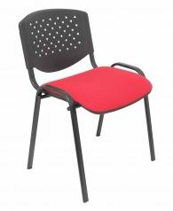 PIQUERAS Y CRESPO - SILLA PETROLA CONFIDENTE ERGONOMICA APILABLE RESPALDO EN PVC NEGRO Y ASIENTO TAPIZADO ARAN ROJO PACK de 4 (Ref.PACK426PRARAN350)