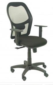 PIQUERAS Y CRESPO - SILLA OPERATIVA SINCRONIZADA MOD. ALOCÉN REGULABLE RESPALDO DE MALLA NEGRO (Ref.345SNBALI840B10)