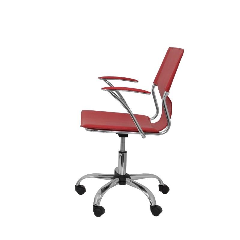PIQUERAS Y CRESPO - SILLA BOGARRA BRAZOS FIJOS MECANISMO BASICO GIRATORIA 360º ASIENTO Y RESPALDO TAPIZADOS SIMILPIEL ROJO (Ref.214RJ)