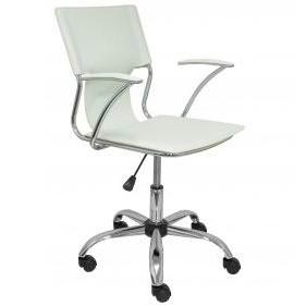 PIQUERAS Y CRESPO - SILLA BOGARRA BRAZOS FIJOS MECANISMO BASICO GIRATORIA 360º ASIENTO Y RESPALDO TAPIZADOS SIMILPIEL CREMA (Ref.214CR)