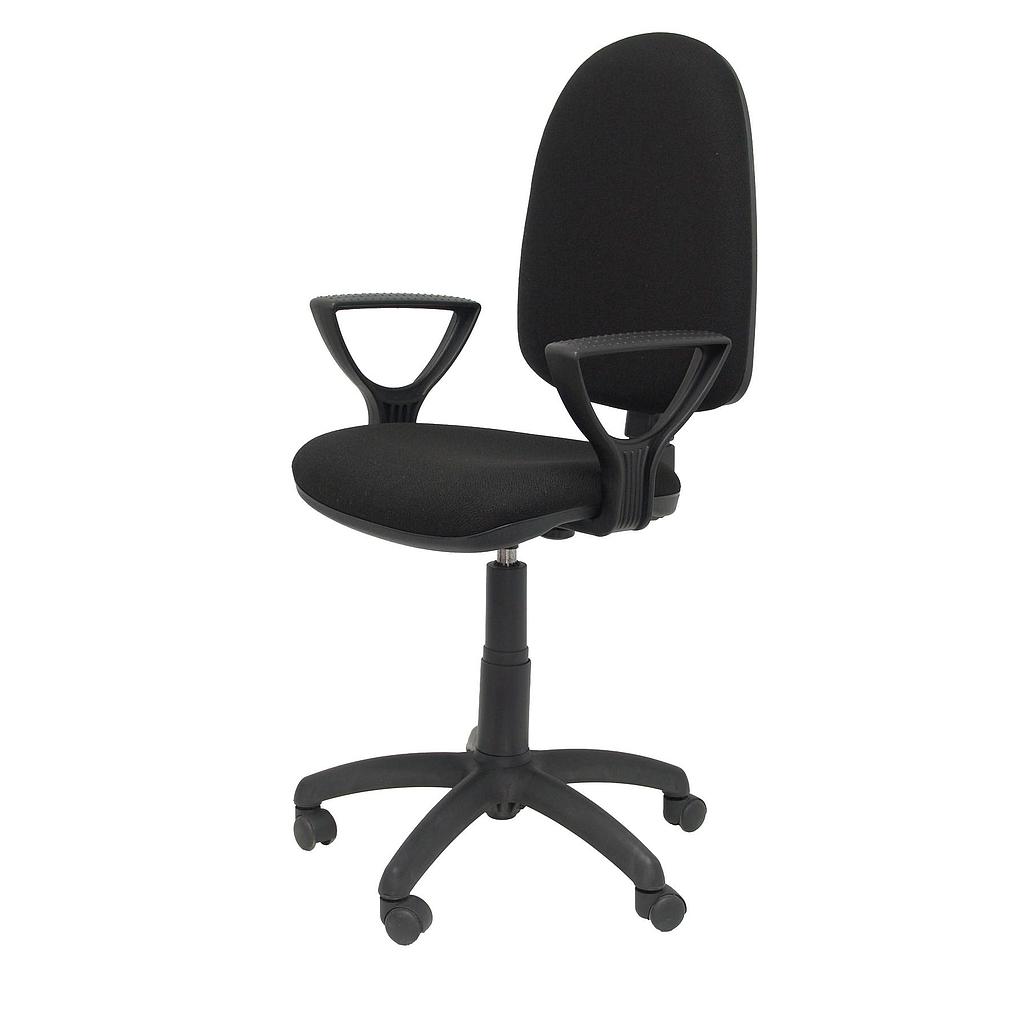 PIQUERAS Y CRESPO - SILLA AYNA BRAZOS FIJOS MECANISMO CONTACTO PERMANENTE CON REGULACION DE PROFUNDIDAD ASIENTO Y RESPALDO TAPIZADO BALI NEGRO (Ref.04CPBALI840BGOLF)