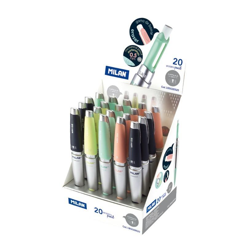 MILAN - PORTAMINAS CAPSULE SLIM SILVER 0,5 mm EXPOSITOR de 20 (Ref.185028920)