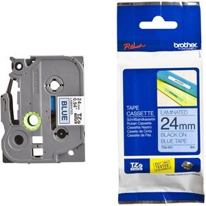 BROTHER - CINTA de ROTULAR LAMINADA 8m 24mm NEGRO sobre AZUL (Ref.TZE-551)