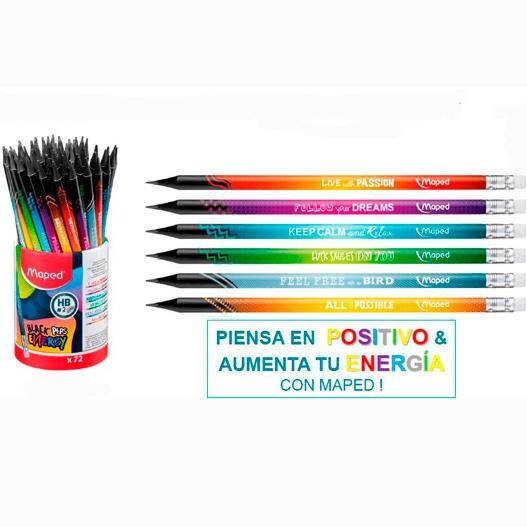 MAPED - LAPIZ de GRAFITO BLACK&quot;PEPS ENERGY - HB BOTE DE 72 (Ref.852002)