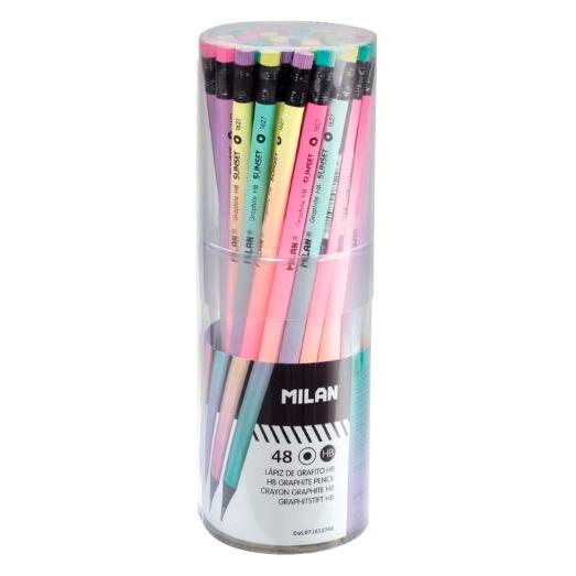 MILAN - LAPIZ de GRAFITO SUNSET con GOMA - HB BOTE de 48 (Ref.71622724)