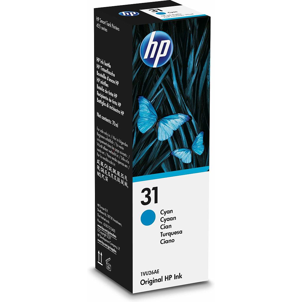 HP - TINTA BOTE CIAN SMART TANK WIRELESS 450,455,457 - Nº 31 (Ref.1VU26AE)